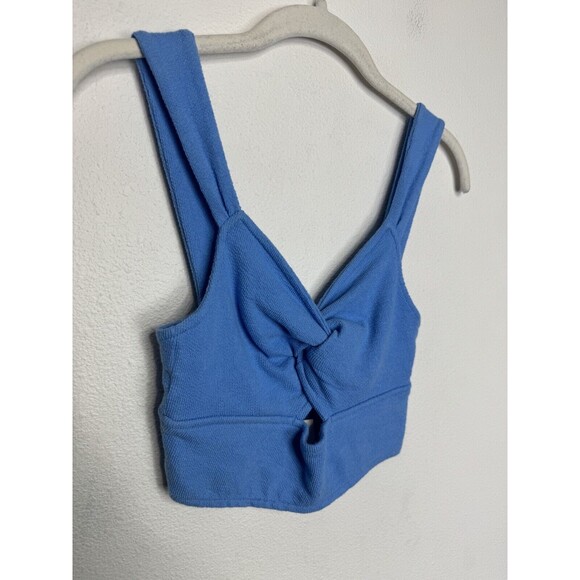 Madewell Sz XS Cutout Knot Front Crop Tank Top Oasis Blue Fitted Sweetheart NWT - Picture 5 of 11